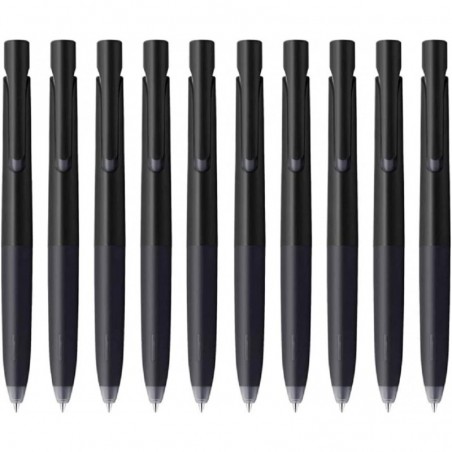 Druckkugelschreiber Bren Zebra Blen, feine Spitze, 0,5 mm, schwarzer Schaft, schwarze Tinte, BAS88-BK, 10er-Set mit Kanji LOVE-Aufkleber, 9,3 x 1,5 x 1,8 cm