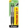 PILOT Precise V5 RT Druckkugelschreiber, extrafeine Spitze, 4 Stifte, schwarze Tinte (26050) mit 4 schwarzen Tintenminen