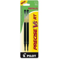 PILOT Precise V5 RT Druckkugelschreiber, extrafeine Spitze, 4 Stifte, schwarze Tinte (26050) mit 4 schwarzen Tintenminen