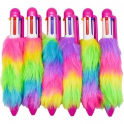 Maydahui 6-in-1-Kugelschreiber, mehrfarbig, flauschig, mit Druckknopf, 6 Farben, Shuttle-Regenbogenplüsch, 0,5 mm, Pom-Pom-Stifte für Schüler, Lehrer, Büro, Schulbedarf, Karnevalsparty-Geschenke, 20 Stück