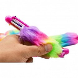 Maydahui 6-in-1-Kugelschreiber, mehrfarbig, flauschig, mit Druckknopf, 6 Farben, Shuttle-Regenbogenplüsch, 0,5 mm, Pom-Pom-Stifte für Schüler, Lehrer, Büro, Schulbedarf, Karnevalsparty-Geschenke, 20 Stück