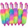 Maydahui 6-in-1-Kugelschreiber, mehrfarbig, flauschig, mit Druckknopf, 6 Farben, Shuttle-Regenbogenplüsch, 0,5 mm, Pom-Pom-Stifte für Schüler, Lehrer, Büro, Schulbedarf, Karnevalsparty-Geschenke, 20 Stück