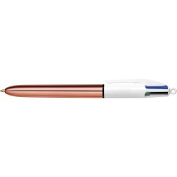 Bic 4-Farben-Stift in Roségold, mehrfarbige Stifte in einem, Druckkugelschreiber, Mittel 1,0 mm, Grün, Blau, Rot, Schwarz, 5 Stifte pro Packung, 1 Packung