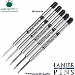 Lanier Kombipack – 5er-Pack – Monteverde® Capless Ceramic Gel™ P41-Tintenmine, kompatibel mit den meisten Kugelschreibern im Parker®-Stil – Schwarz (extrafein 0,5 mm)