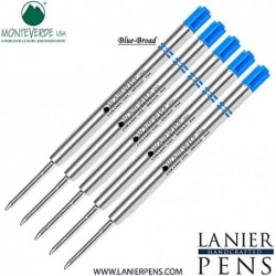 Lanier Kombipack – 5er-Pack – Monteverde® Capless Ceramic Gel™ P44-Tintenmine, kompatibel mit den meisten Kugelschreibern im Parker®-Stil – Blau (breite Spitze 0,9 mm)