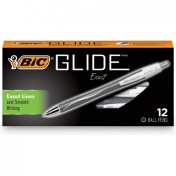 BIC Glide Exact (ehemals Atlantis Exact) Stifte mit einziehbarer Feinspitze, 0,7 mm, schwarze Tinte, Dutzend (VCGN11BK)