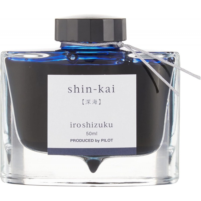 PILOT Iroshizuku Füllfederhaltertinte in Flaschenform, Shin-Kai, Deep Sea (Blauschwarz), 50-ml-Flasche (69225)