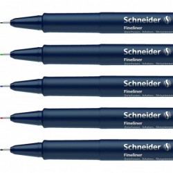 Schneider Pictus Fineliner, Etui, x5, verschiedene Größen und Tintenfarben (197595)