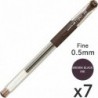 Uni-Ball Signo Gel-Tinten-Kugelschreiber mit Snap-Cap, 0,5 mm feine Spitze, braunschwarze Tinte, UM15105.22, 7er-Pack