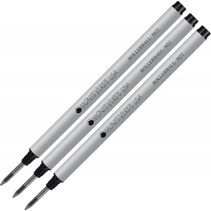 Lanier Kombipack – 3er-Pack – Monteverde® Rollerball M22 Paste Ink Refill, kompatibel mit den meisten Montblanc®-Rollerball-Stiften – Schwarz (feine Spitze 0,6 mm)