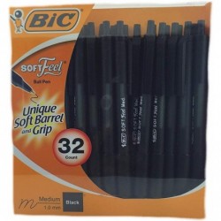 BIC Soft Feel Kugelschreiber, Schwarz, mittlere Spitze, 32 Stück