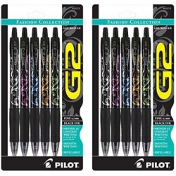 Pilot, G2 Premium Gel-Tintenroller, feine Spitze 0,7 mm, Fashion Collection, schwarz, 10er-Pack