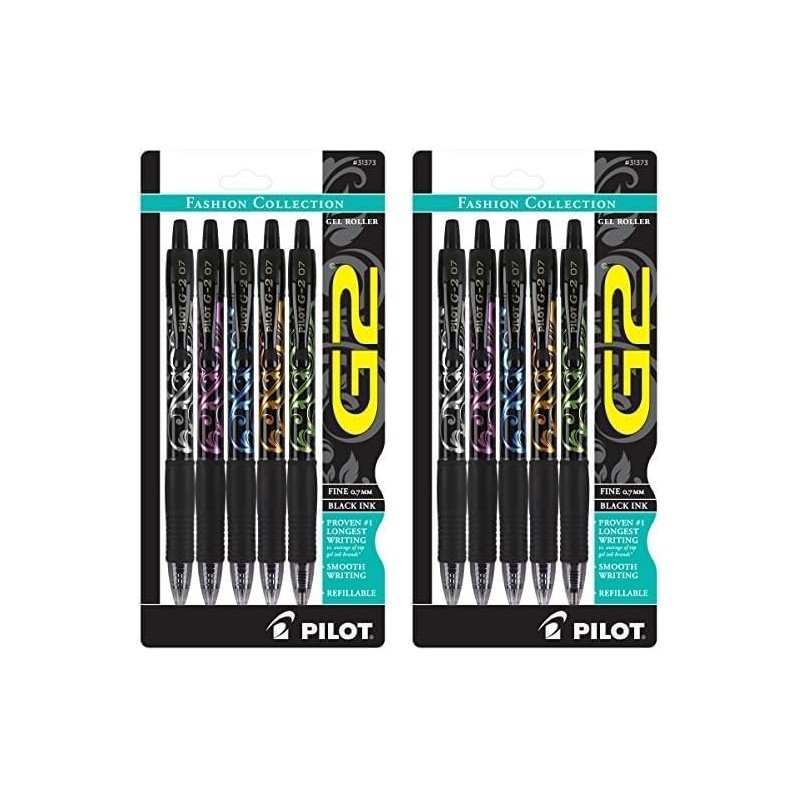 Pilot, G2 Premium Gel-Tintenroller, feine Spitze 0,7 mm, Fashion Collection, schwarz, 10er-Pack