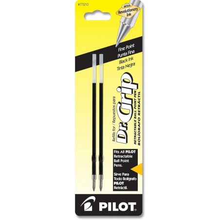 12 PACKS: Pilot Dr. Grip Kugelschreiber-Tintenmine, 2er-Pack für Druckkugelschreiber, feine Spitze, schwarze Tinte (77210) Neu