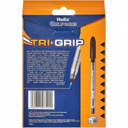 Helix Oxford Tri-Grip-Kugelschreiber (10er-Packung mit schwarzer Tinte) mit plastikfreier Verpackung