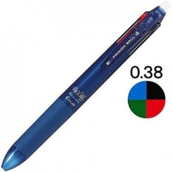 monoc Pilot Frixion Ball 4 Click, einziehbarer 4-Farben-Geltinten-Multistift, löschbar, 0,38 mm/blau-schwarzes Gehäuse und jeweils 4 Farbminen (schwarz, blau, rot, grün), Vorteilsset, Haftnotiz-Set (Japan-Import)