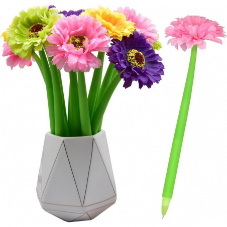 Kugelschreiber mit künstlichen Blumen, kreativer Tintenroller mit Sonnenblumenmotiv, schwarz, 0,5 mm, Gel-Tintenstift für Schule, Bürobedarf, Party-Dekoration – bunte Sonnenblume, 12 Stück