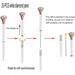 PASISIBICK Weiße Diamant-Stifte, 20er-Pack, glitzernde Diamant-Edelstein-Stifte, Dekorationsgeschenke für Frauen, Brautjungfern, Kollegen, Großpackung mit Kristallmetall-Kugelschreibern, schwarze Tinte (20 Stück, weiß)