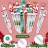 Yexiya 22 Stück Weihnachts-Kugelschreiber, 10 in 1, mehrfarbig, Druckkugelschreiber, Weihnachtsbaum, Schneemann, Rentier, Weihnachtsmann, 10 Farbstifte für Bürogeschenkbedarf, Weihnachtsparty-Geschenke