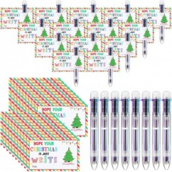 24 Stück Weihnachts-Kugelschreiber (6 in 1, mehrfarbig) und Weihnachtskarten, 1,0 mm Druckkugelschreiber, bunter Tintenstift für Kinder, Schüler, Schule, Partyzubehör