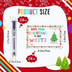 24 Stück Weihnachts-Kugelschreiber (6 in 1, mehrfarbig) und Weihnachtskarten, 1,0 mm Druckkugelschreiber, bunter Tintenstift für Kinder, Schüler, Schule, Partyzubehör