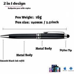 Personalisierte Kugelschreiber mit Stylus-Spitze – mit 10 schwarzen Tintenminen, KOSTENLOSE PERSONALISIERUNG, individuell gestaltet mit Ihrem Namen, Text, einer Nachricht für Schulabschluss, Jubiläen, 12 Stück/Packung