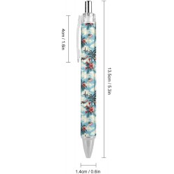 Kugelschreiber mit Palmen- und Hibiskus-Motiv, US-Flaggen-Aufdruck, einziehbarer Stift mit feiner Spitze und schwarzer Tinte, 0,5 mm, Bürobedarf für Damen und Herren