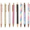 5er-Pack Kugelschreiber, Metall-Pailletten-Kristallstift, Glitzer-Klick-Kugelschreiber, schwarze Tinte, mittlere Spitze 1 mm, für Schul- und Bürobedarf, Gold