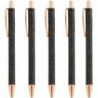 5er-Pack Kugelschreiber, Metall-Pailletten-Kristallstift, Glitzer-Klick-Kugelschreiber, schwarze Tinte, mittlere Spitze 1 mm, für Schul- und Bürobedarf, Gold