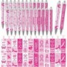 48 Stück Artikel zur Aufklärung über Brustkrebs, Stift zur Aufklärung über Brustkrebs, Druckkugelschreiber und Lesezeichen zum Weltbrustkrebstag, Stift mit rosa Schleife für Männer, Frauen, Lehrer, gemeinnützige Organisationen