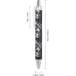 Kugelschreiber mit Totenkopf-Aufdruck „Tag der Toten“ für Frauen, Blumenmotiv, einziehbarer Stift mit feiner Spitze und schwarzer Tinte, 0,5 mm, Bürobedarf für Frauen und Männer