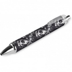 Kugelschreiber mit Totenkopf-Aufdruck „Tag der Toten“ für Frauen, Blumenmotiv, einziehbarer Stift mit feiner Spitze und schwarzer Tinte, 0,5 mm, Bürobedarf für Frauen und Männer