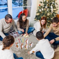 ReliThick Weihnachts-Kugelschreiber mit Weihnachtswunschkarten, Geschenke zum Jahresende für Schüler und Lehrer, Lächelndes Gesicht mit Kappe, Stift, Mitarbeiter-Anerkennungsgeschenk, Partygeschenk, Schul- und Bürogeschenk, 30 Sets