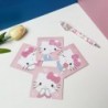 Kawaii Kitty-Schreibwarenset, inkl. Notizbuch und 5 Gelschreibern, Stiftetui und Haftnotizen, Planer-Stiftetasche mit Kugelschreiber und Notizblock mit schwarzer Tinte, Münztasche, Bürobedarf, Schreibwaren-Organizer, Geschenk