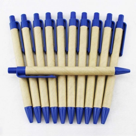 ezpencils - Blanko-Stifte in Großpackungen – Kartongehäuse – Stifte mit schwarzer Tinte – Salvage-Stifte – Blauer Clip, Spitze und Kappe – 10 Stück