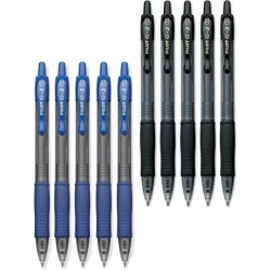 Pilot G2-Stifte, einziehbarer Gel-Roller-Kugelschreiber, Bold pt 1.0, Schwarz & Blau, Paket (insgesamt 10 Stück)