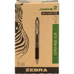 Zebra Pen Eco Jimnie-Clip Druckkugelschreiber, mittlere Spitze, 1,0 mm, schwarze Tinte, 12 Stück