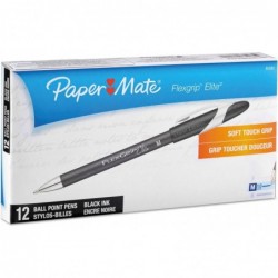 Paper Mate 85585 FlexGrip Elite Kugelschreiber, schwarze Tinte, mittelgroß, Dutzend