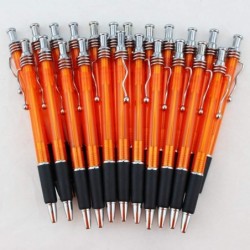 ezpencils - Blanko-Stifte in Großpackung – Silberne Akzente und schwarzer Griff – Stifte mit schwarzer Tinte – Wellenstifte – Orangefarbener Korpus – 10 Stück