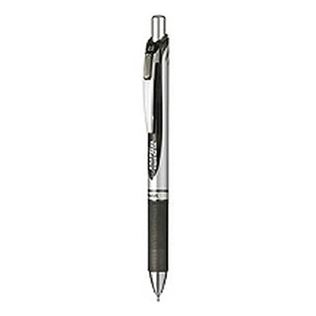 Pentel Gel-Tinten-Kugelschreiber ENERGEL (Knock Type) 0,3 mm [Schwarze Tinte/Silberschaft] x 5 Stück (Japan-Import)