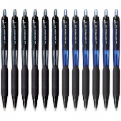 uni-ball Jetstream SXN-101-7N Tintenroller mit Druckknopf, 0,7 mm Federspitze, schwarze und blaue Tinte, 12 Stück