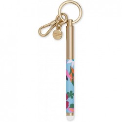 Kate Spade New York – Bunter Schlüsselanhänger mit Tintenstift aus Metall, Kugelschreiber mit schwarzer Tinte, Safari-Blumenmuster