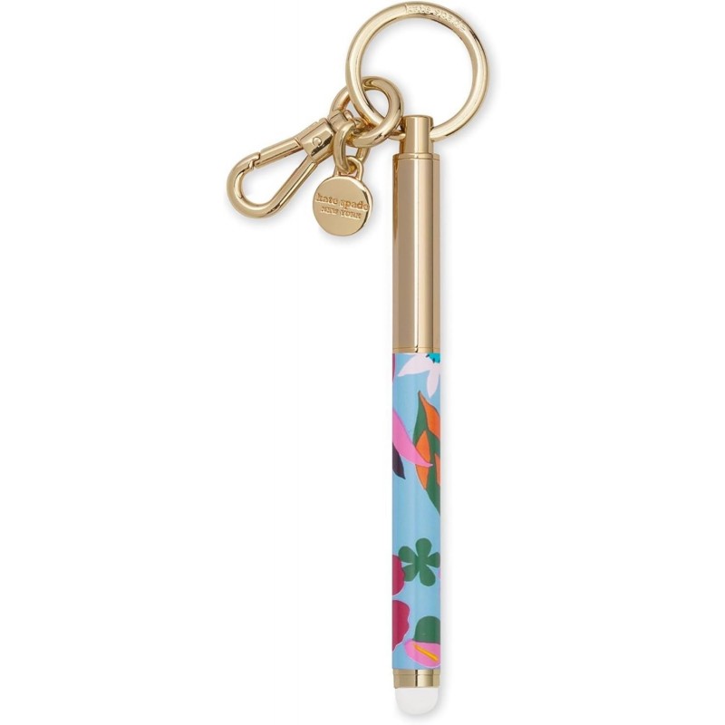 Kate Spade New York – Bunter Schlüsselanhänger mit Tintenstift aus Metall, Kugelschreiber mit schwarzer Tinte, Safari-Blumenmuster