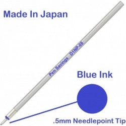 Pen Savings Mini D1 Needlepoint-Kugelschreiberminen, 10er-Pack, 0,5 mm extrafeine Spitze, gleichmäßiger Tintenfluss, 66 mm, Metallschaft (schwarz)