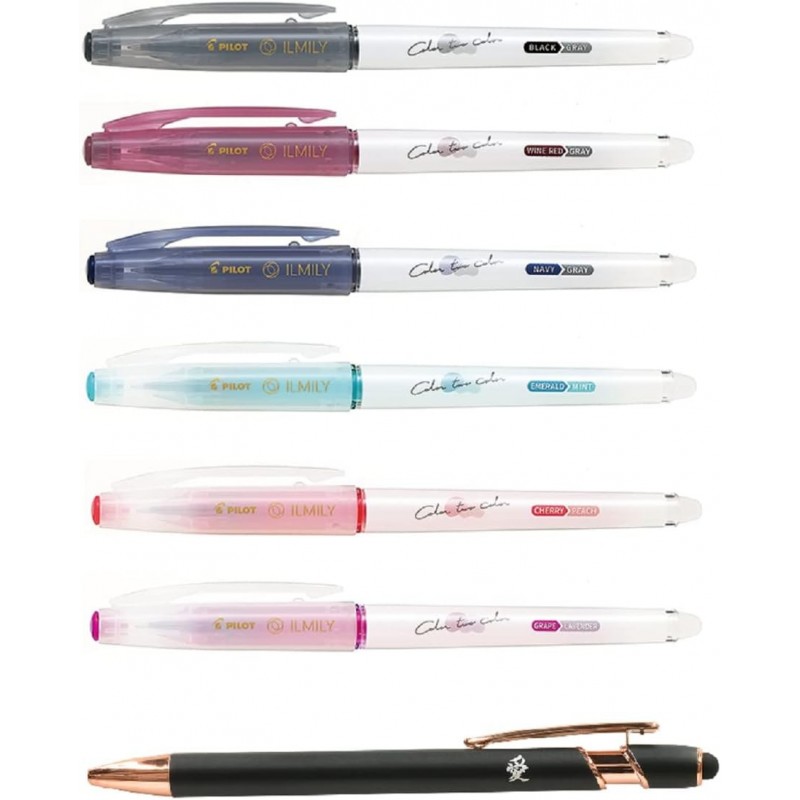 Pilot Japan Gel-Tinten-Kugelschreiber, Farbe: Zweifarbig, 6 Kugelschreiber, die beim Reiben ihre Farbe ändern, 0,4 mm, LIL-25S4-6C, mit Original-Stylus-Kugelschreiber