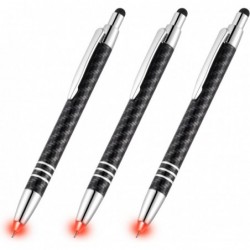 Glovion Leuchtstift mit Stylus 3-in-1 – LED-Stiftlampe, Leuchtstift, Kugelschreiber mit Licht zum Schreiben im Dunkeln – 3er-Pack – Rotes Licht – GL006