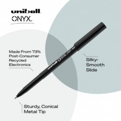 Uni-ball ONYX Tintenroller, Mikrospitze (0,5 mm), verschiedene Farben, schwarze/blaue Tinte, 6 Stück, Bündel mit wiederverwendbarer Plastikhülle