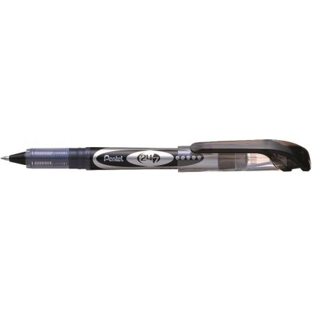 Pentel BLD97A 24/7 Tintenroller, 0,7 mm, Rot/Silber, schwarze Tinte, Dutzend