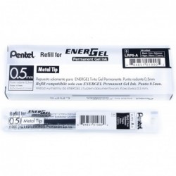 Pentel 0,5 mm EnerGel Permanent-Tintennachfüllungen - schwarze Tinte (Packung mit 12 Nachfüllungen)