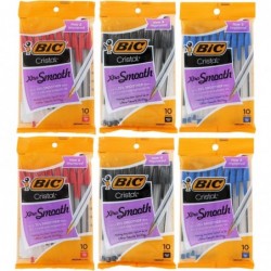 BIC Cristal Stic Kugelschreiber, 1,0 mm, mittlere Spitze, blaue, schwarze und rote Tinte, 60er-Pack